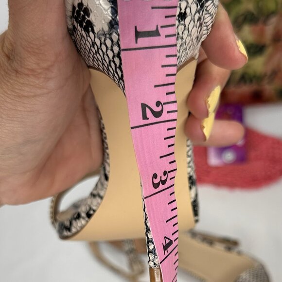 Lulus Elsi Beige Snake Strap Heels NW/OT or box Size 8 1/2 - Picture 8 of 14